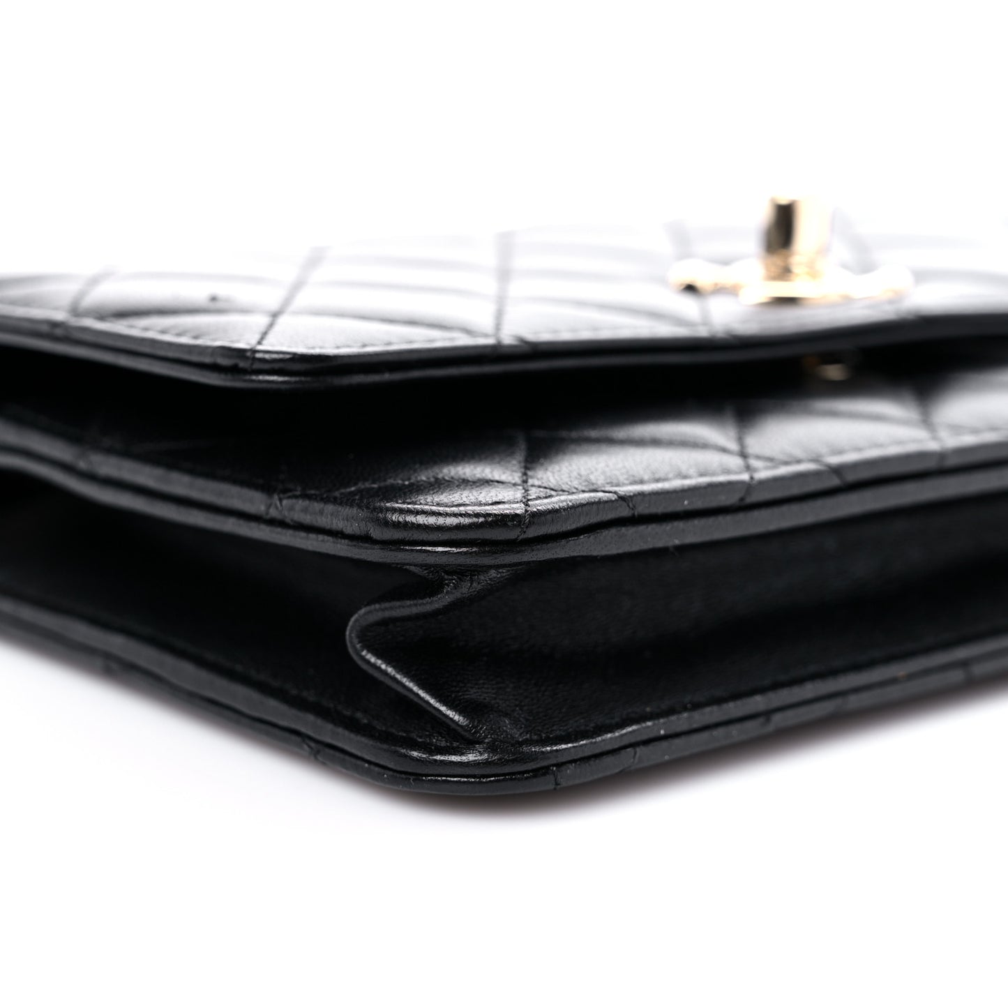 Lambskin Quilted Trendy CC Wallet On Chain WOC Black