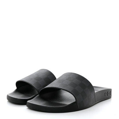Louis Vuitton Rubber Damier Mens Waterfront Mules 7.5 Black 3 of 8