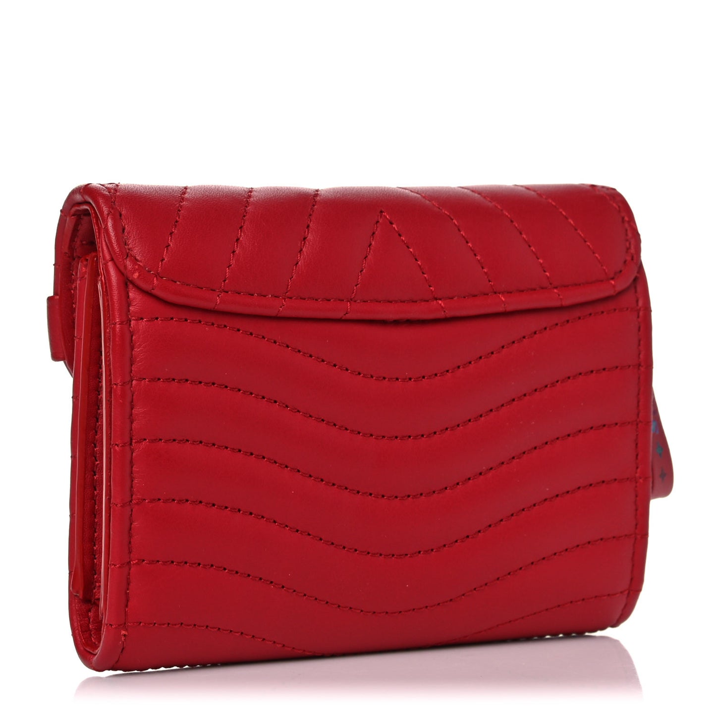 Calfskin New Wave Compact Wallet Rouge