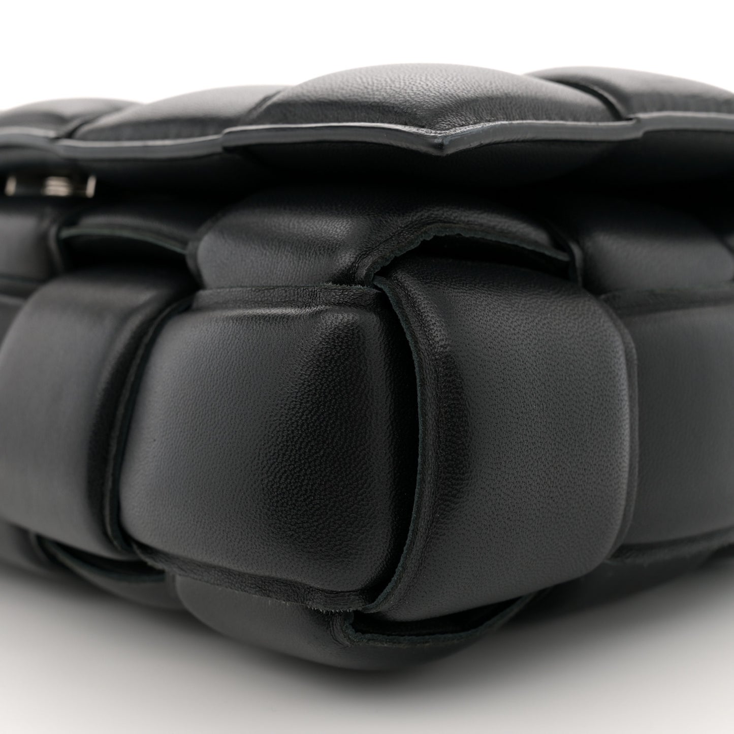Nappa Maxi Intreccio Padded Cassette Crossbody Bag Black
