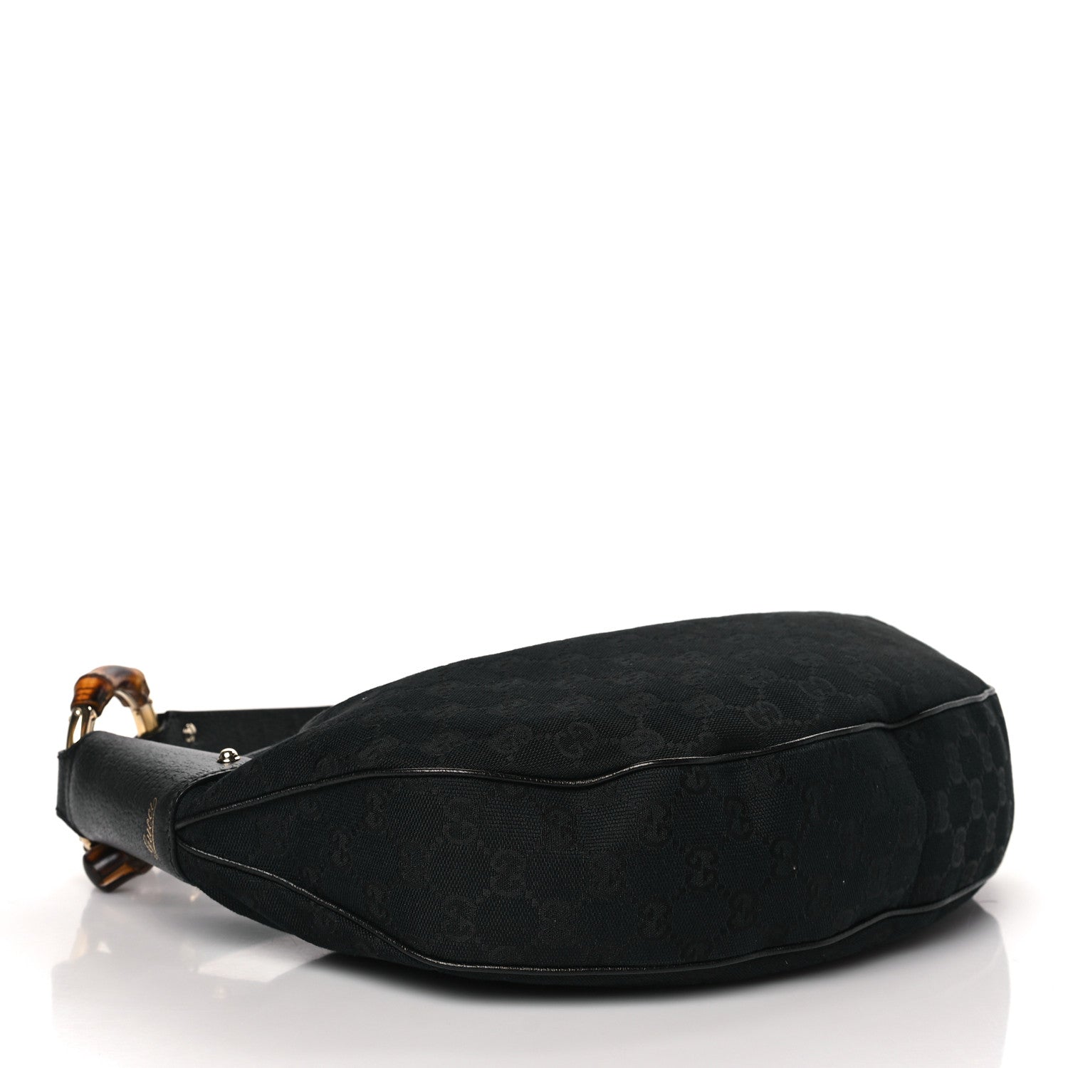 Gucci Monogram Half Moon Bamboo Ring Hobo Black 3 of 8
