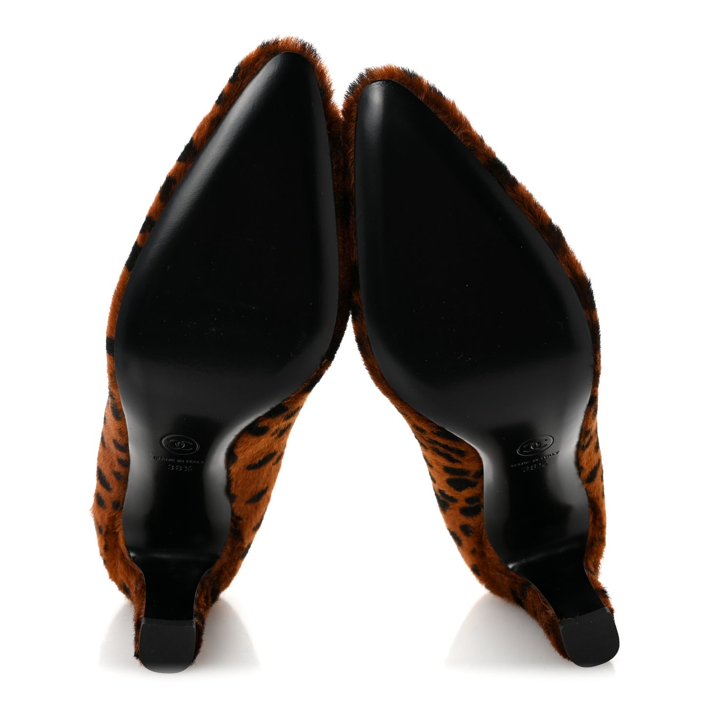Pony Hair Lambskin Pumps 38 Brown Black