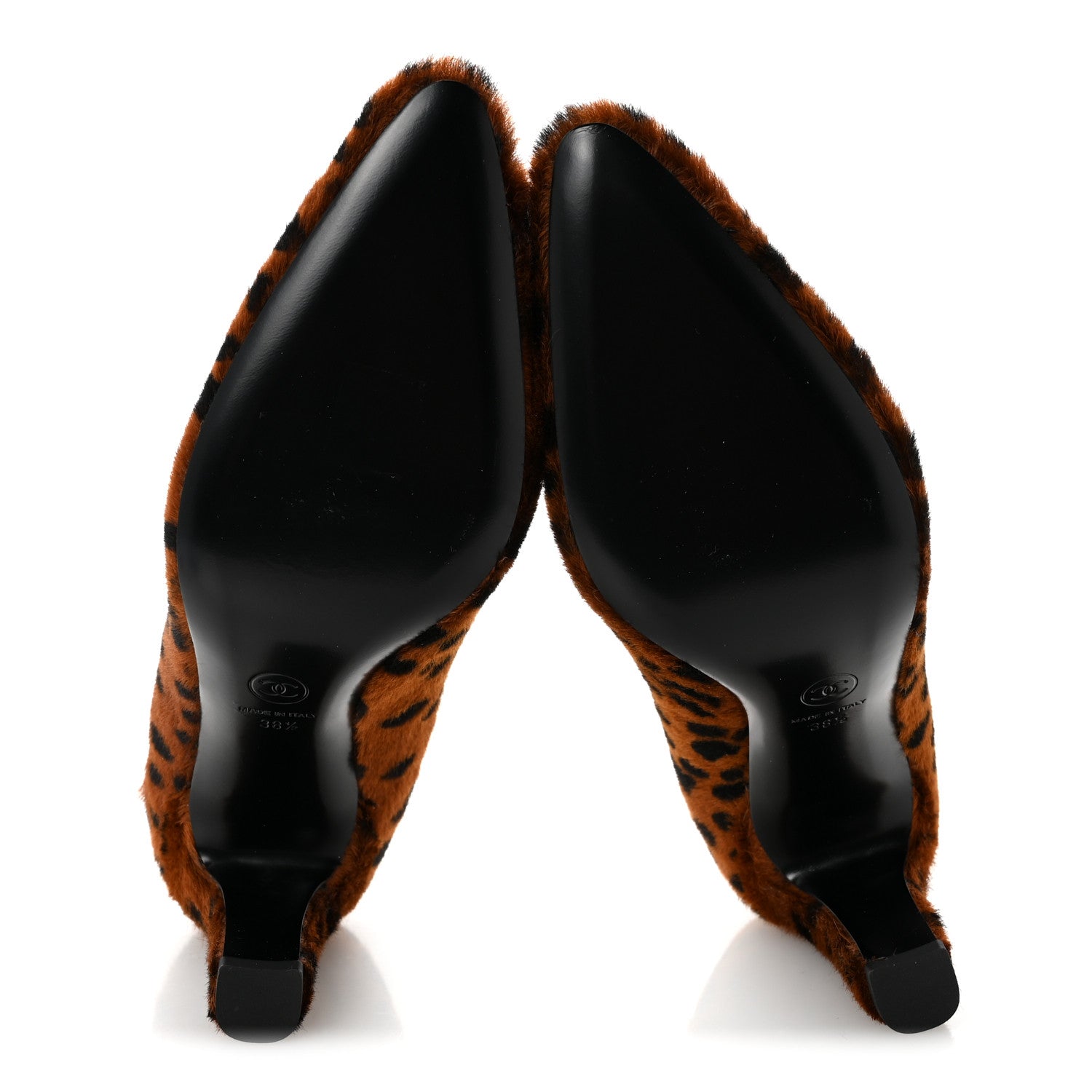 Chanel Pony Hair Lambskin Pumps 38 Brown Black 6 of 10