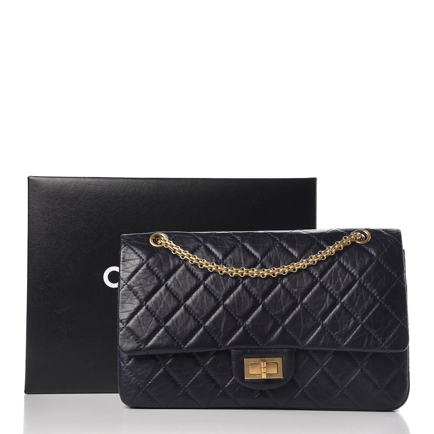Aged Calfskin Quilted 2.55 Reissue 227 Flap Dark Blue