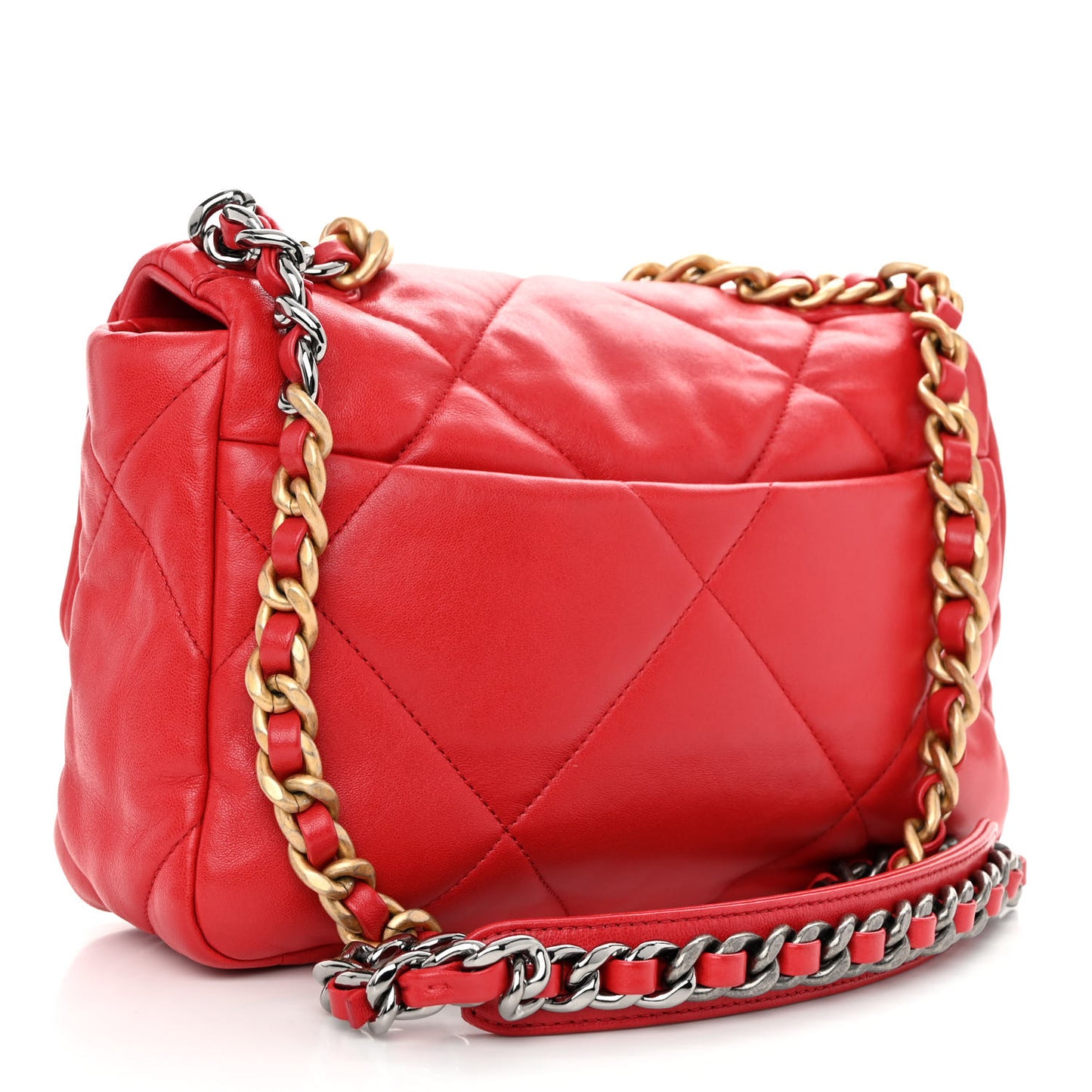 Goatskin Quilted Medium Chanel 19 Flap Red