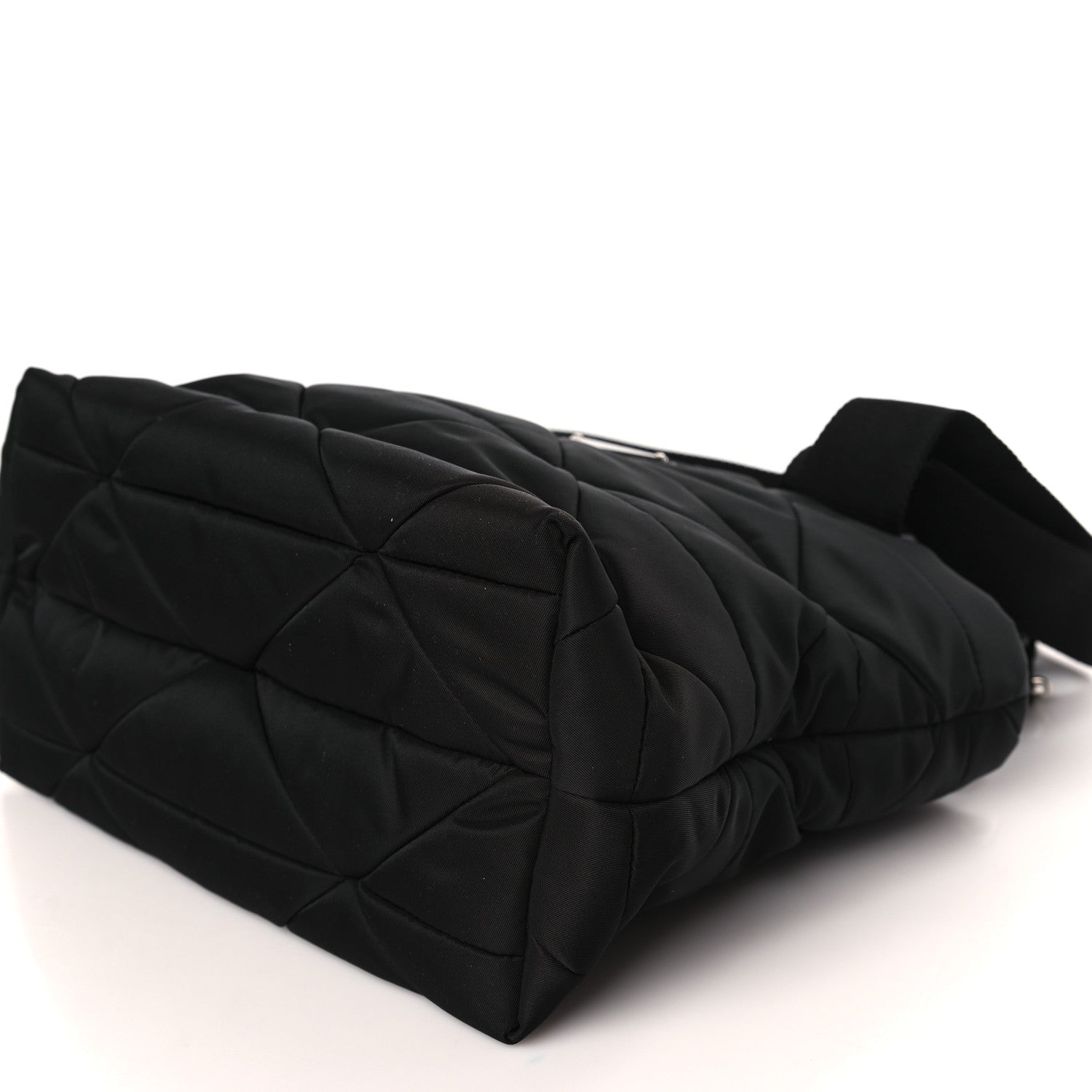 Prada Re-Nylon Nappa Triangle Quilted Padded Double Handled Zip Pocket Tote Black 9 of 9
