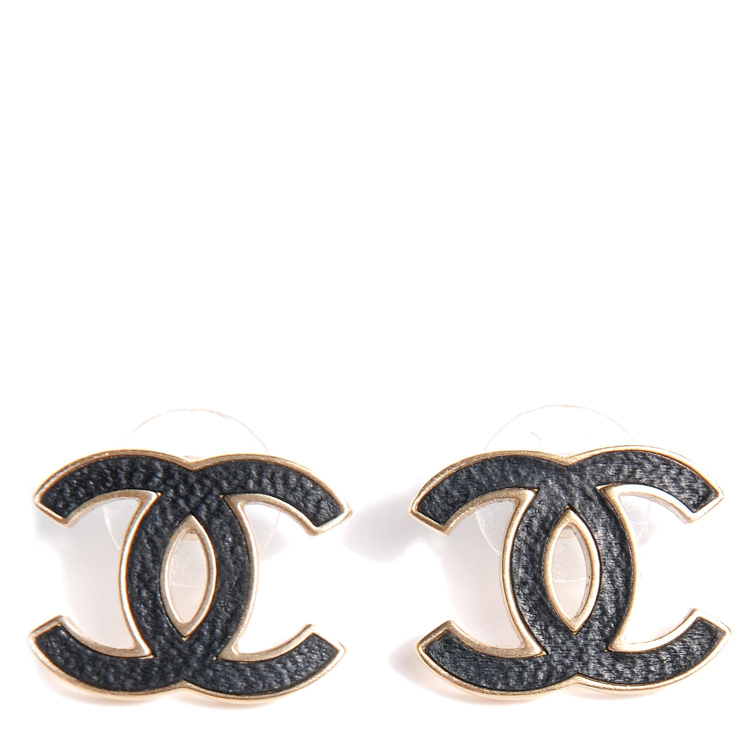 Chanel Lambskin CC Earrings Black 1 of 4