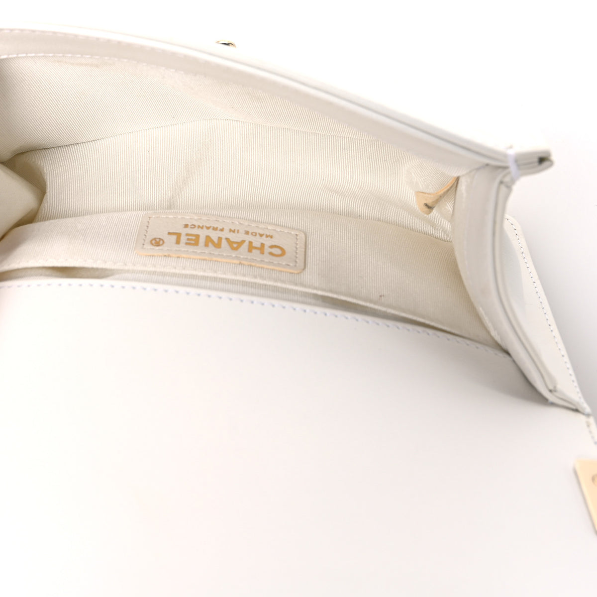 Calfskin Pearl Small Boy Flap White