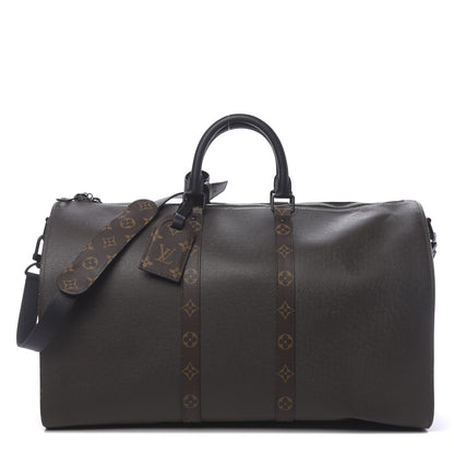 Louis Vuitton Taiga Monogram Keepall Bandouliere 50 Khaki 1 of 8