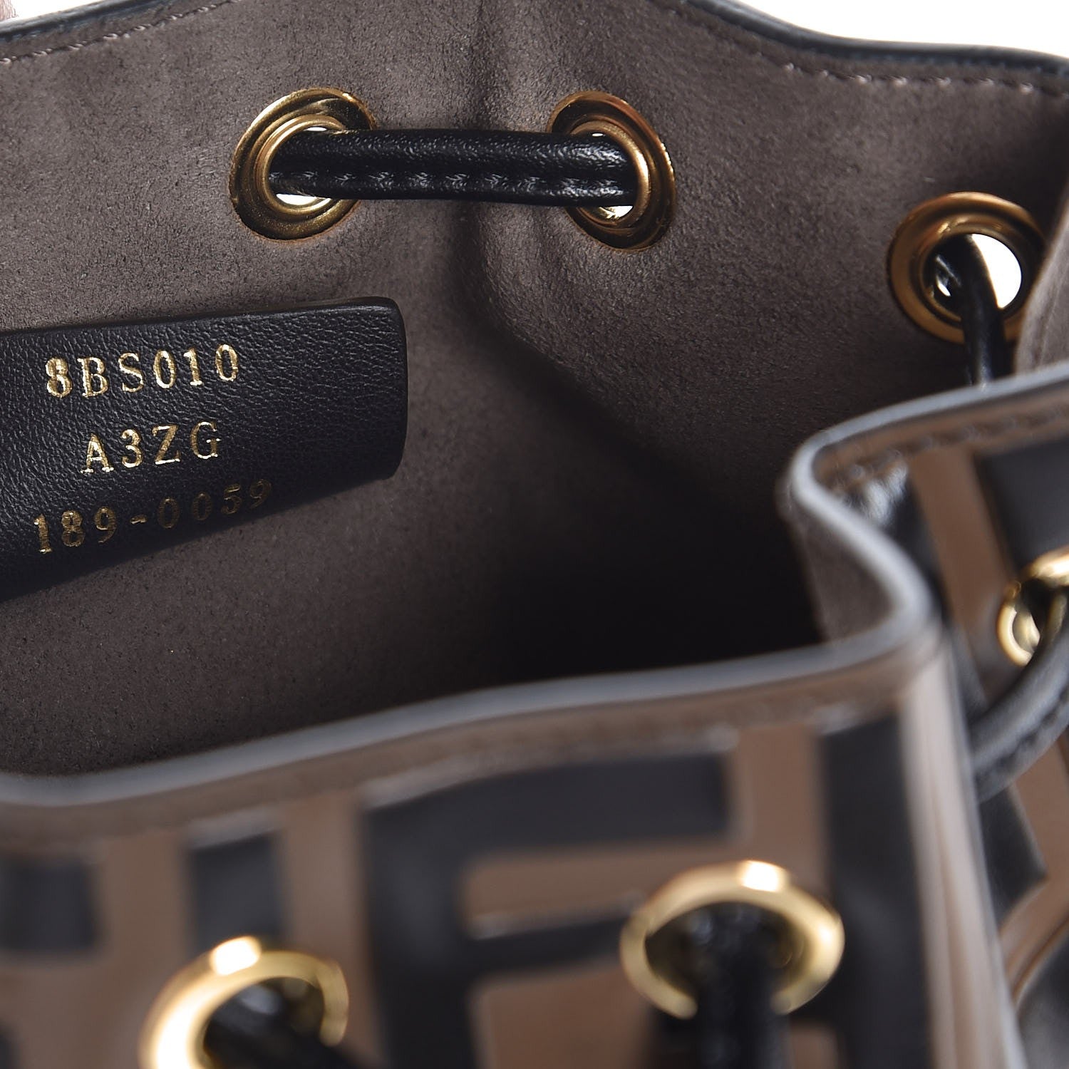 Fendi Vitello Liberty F is Fendi Bi-Color FF 1974 Embossed Mini Mon Tresor Bucket Bag Maya Black 9 of 14
