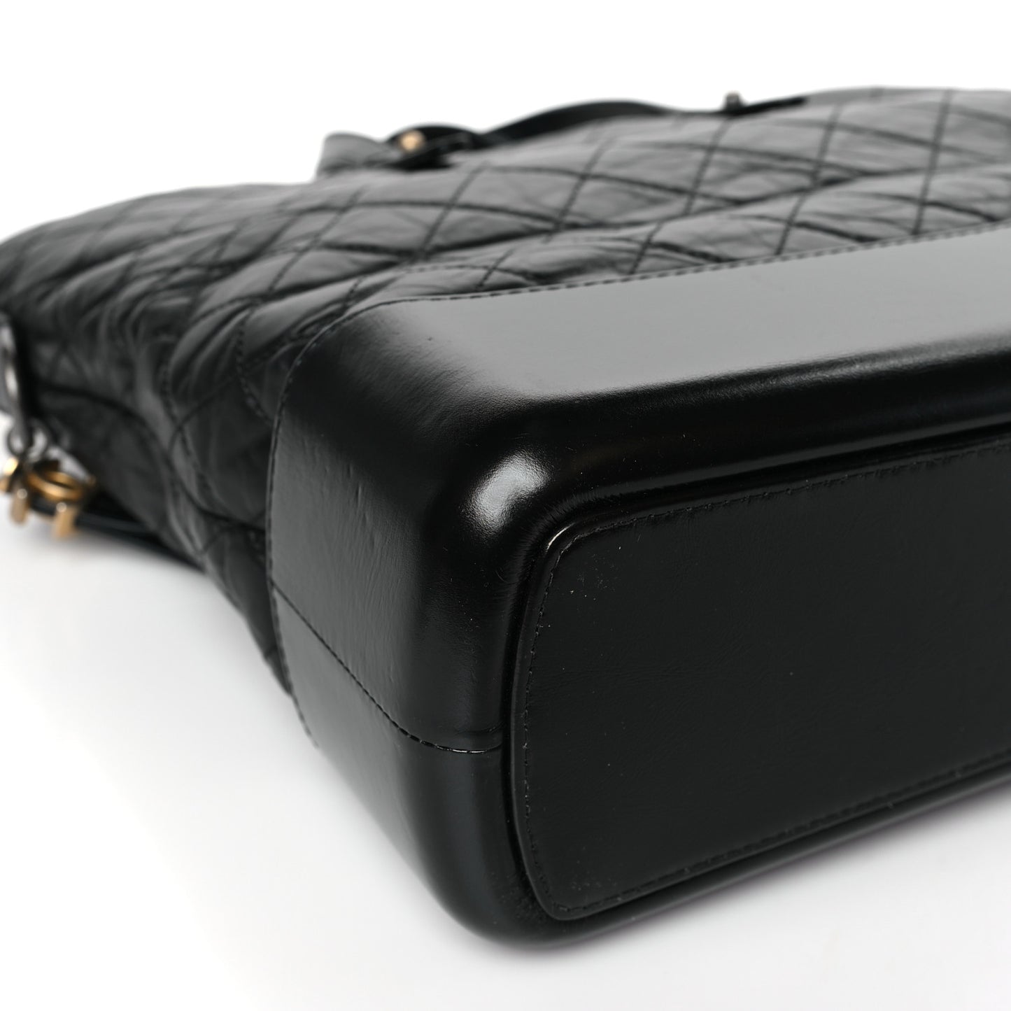 Aged Calfskin Quilted Large Gabrielle Shopping Tote Black