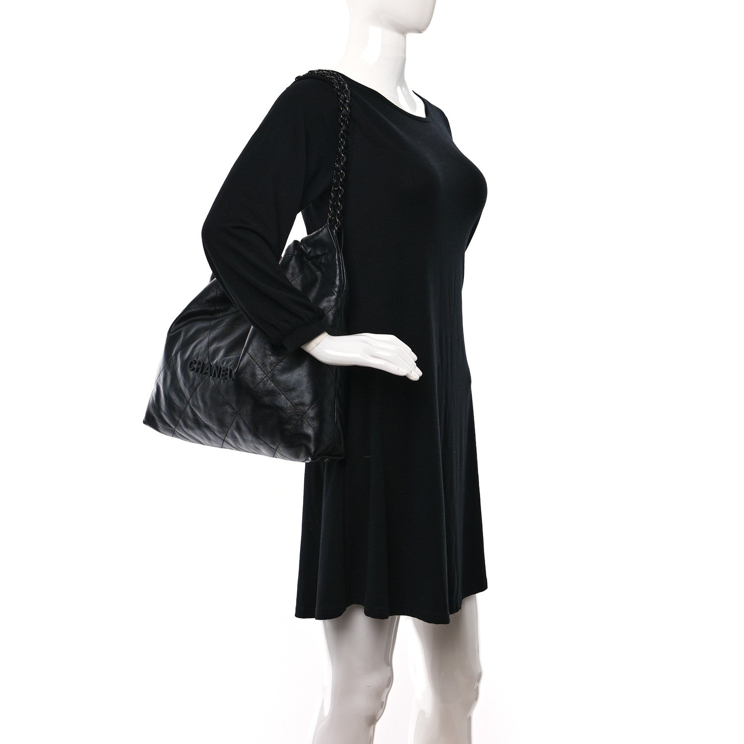 Chanel Shiny Caviar Quilted Monochrome Chanel 22 Black 2 of 10