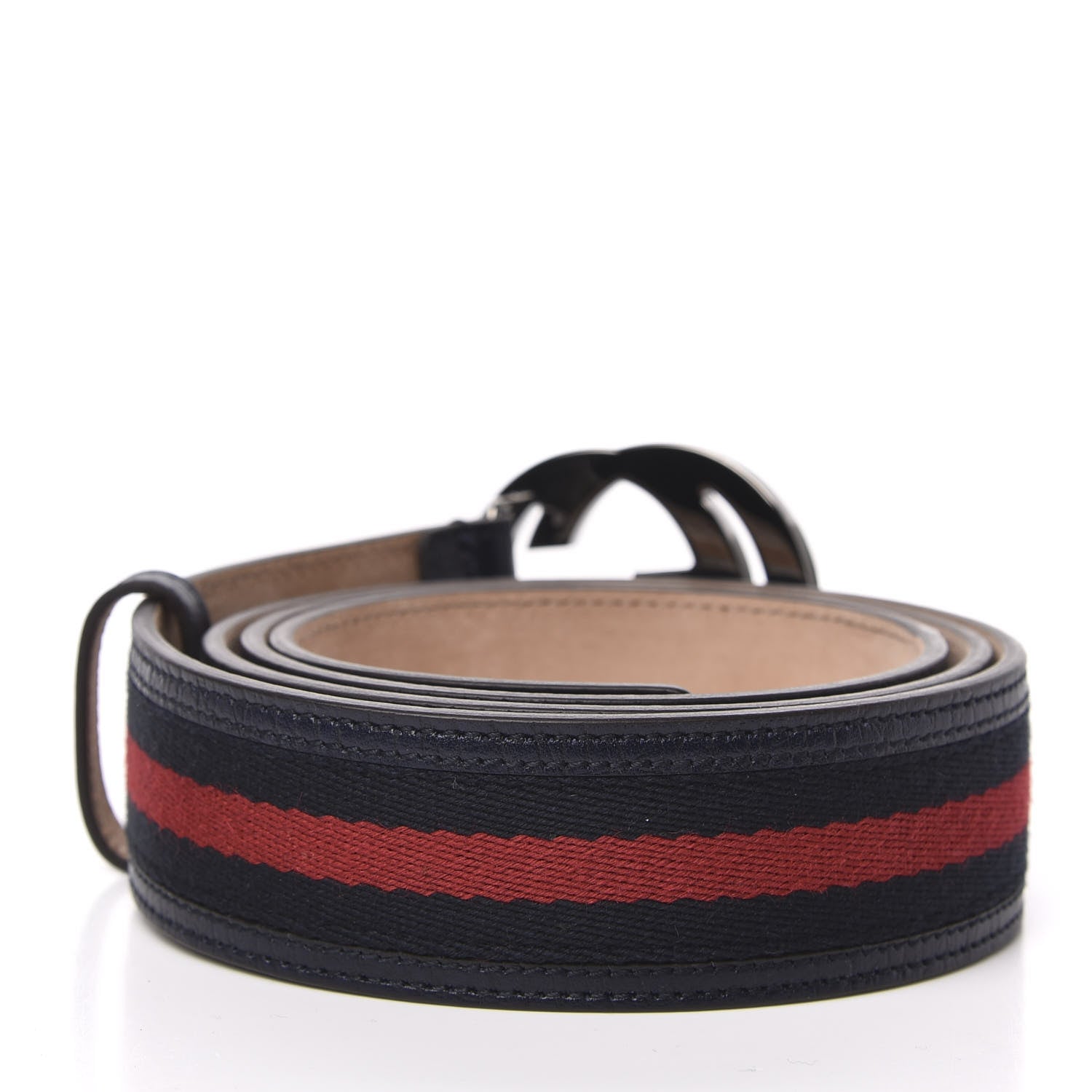 Gucci Calfskin Web Interlocking G Belt 115 46 Navy 2 of 5