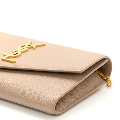 Saint Laurent Grain De Poudre Monogram Uptown Chain Wallet Dark Beige 9 of 9