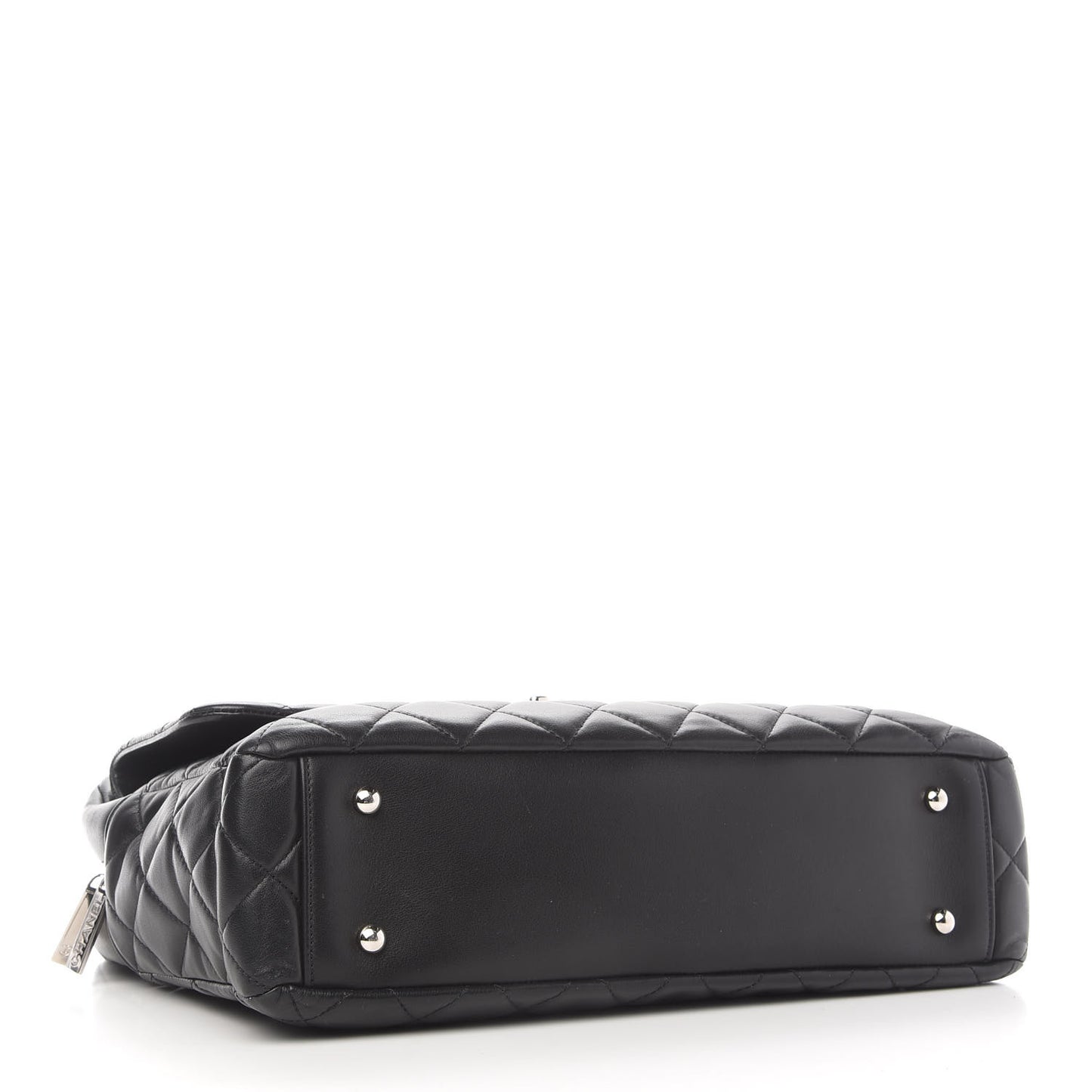 Lambskin Quilted Bowler Flap Shoulder Bag Black