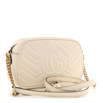 Gucci Calfskin Matelasse Small GG Marmont Chain Shoulder Bag White 3 of 10