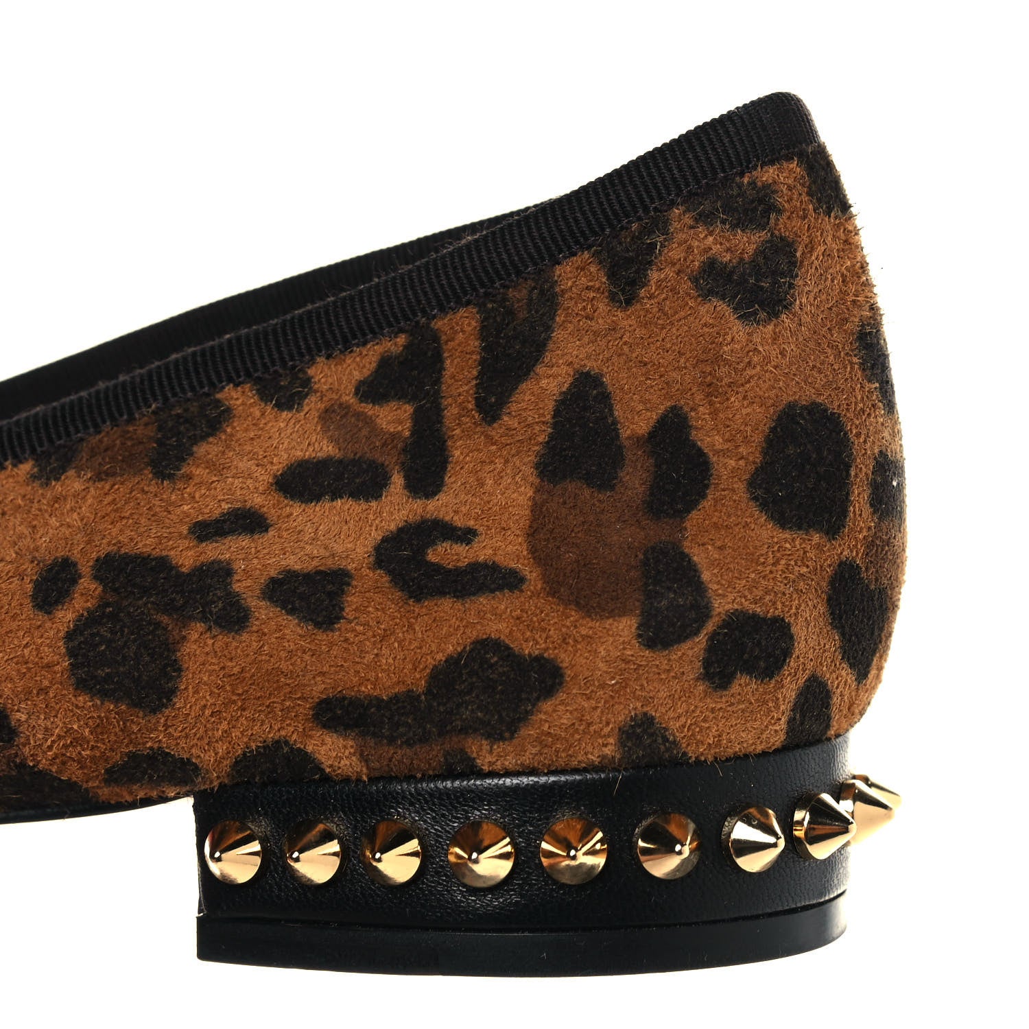 Christian Louboutin Veau Velours Nappa Leopard Print Spiked Hall Flats 40 Caramel 10 of 10
