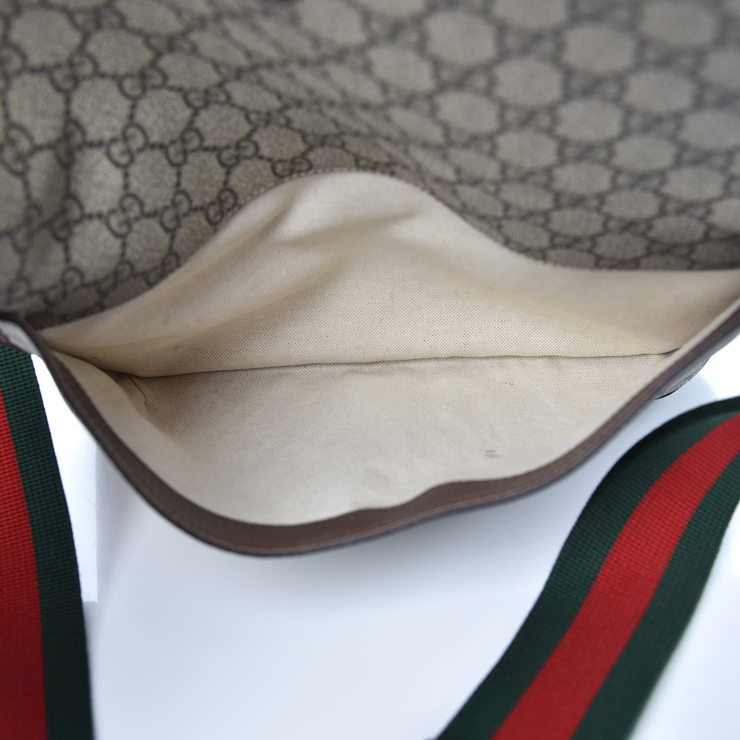 Gucci GG Supreme Monogram Web Neo Vintage Double Flap Messenger Bag Beige New Acero 7 of 10