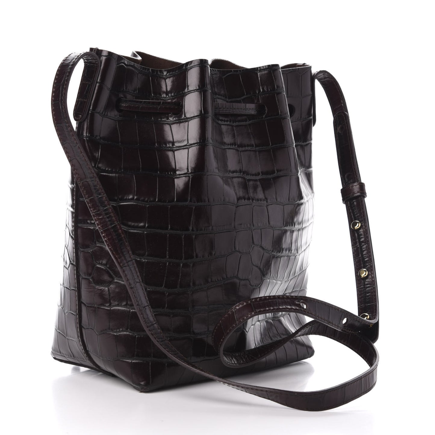 Crocodile Embossed Bucket Bag Burgundy