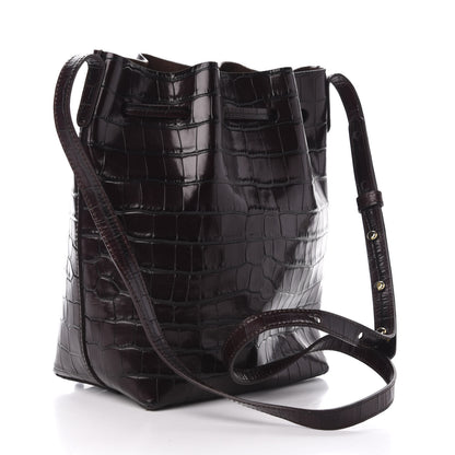 Mansur Gavriel Crocodile Embossed Bucket Bag Burgundy 3 of 9