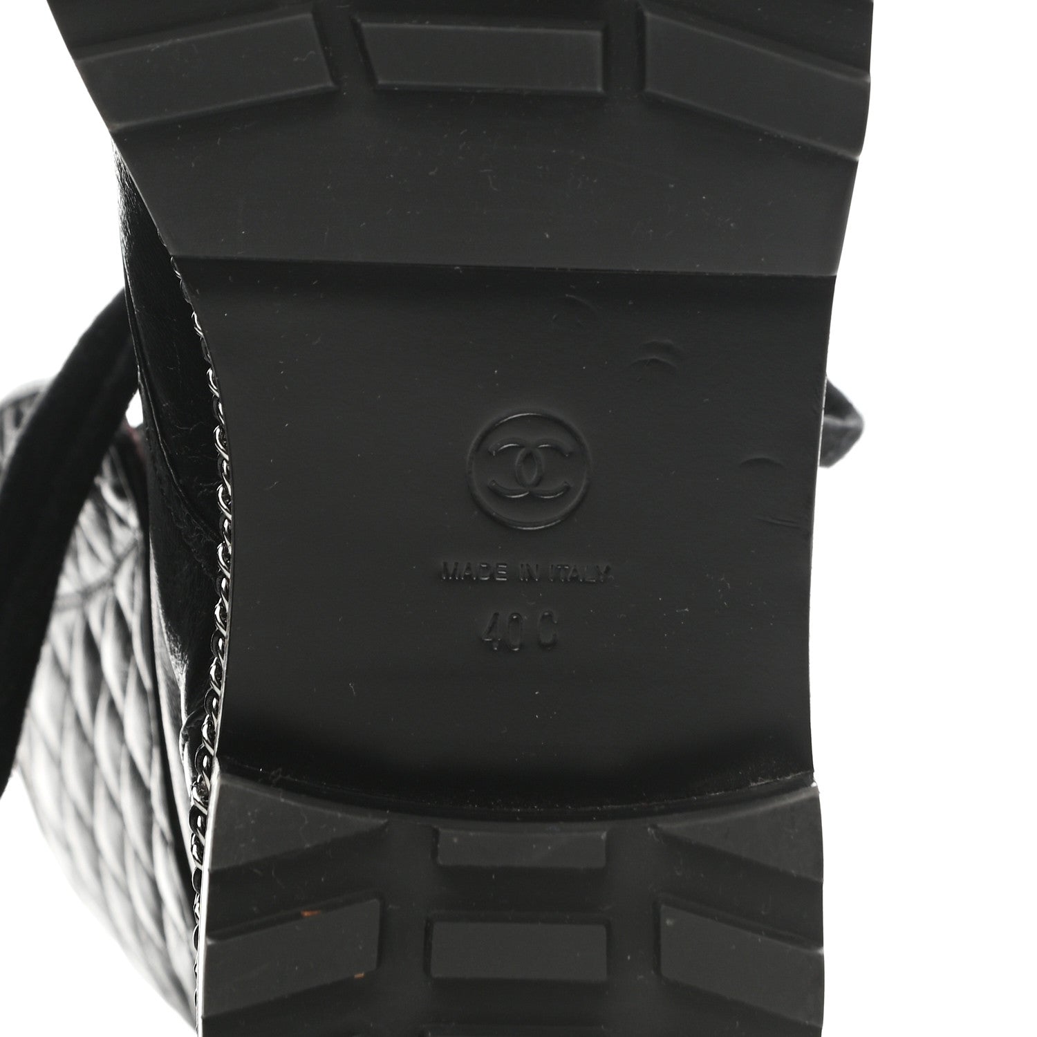 Chanel Crackled Calfskin Velvet Pearl Combat Boots 40 Black 6 of 7