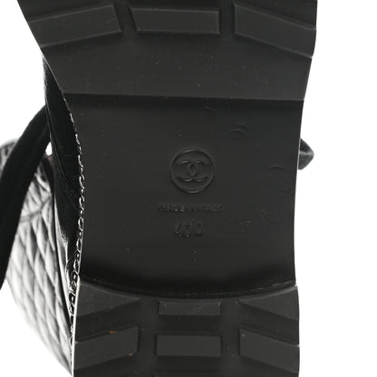 Chanel Crackled Calfskin Velvet Pearl Combat Boots 40 Black 6 of 7