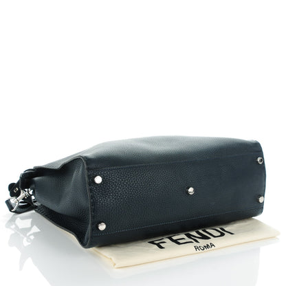 Fendi Cuoio Romano Selleria Bi-Color Large Mens Peekaboo Iconic Essential Satchel Lavagna Black 4 of 7