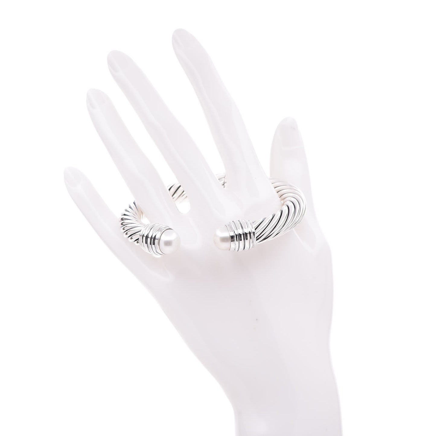 Sterling Silver Pearl 10mm Cable Classics Hinged Bracelet
