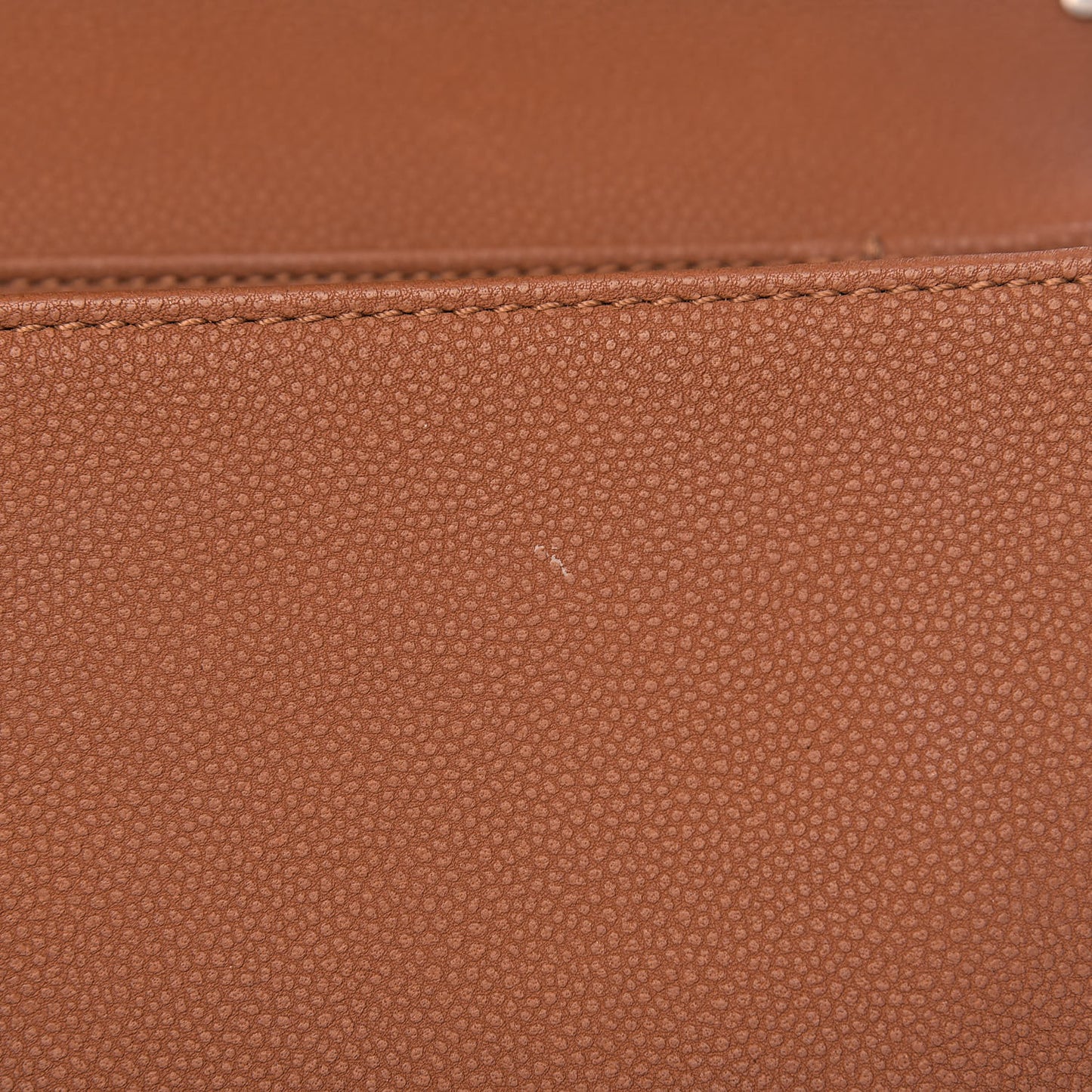 Washed Caviar Quilted Large Turn Around Ligne Flap Camel