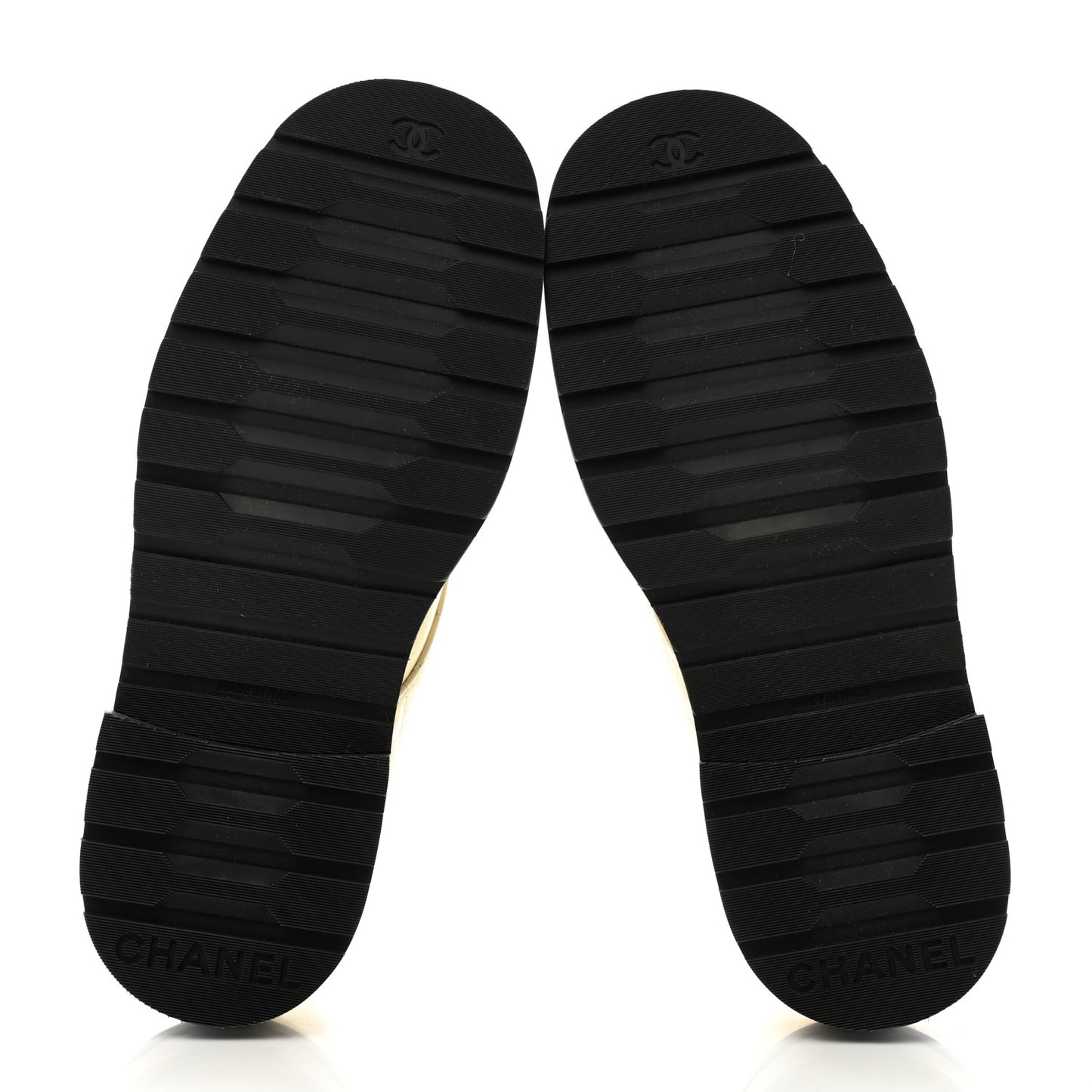 Shiny Calfskin Quilted Lace Up Combat Boots 37 Ivory Black