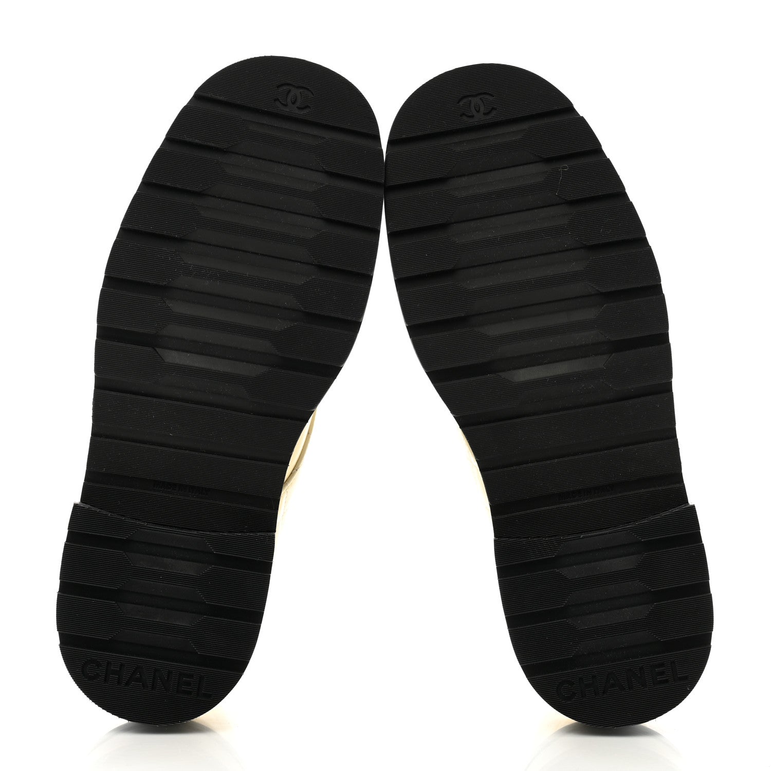 Chanel Shiny Calfskin Quilted Lace Up Combat Boots 37 Ivory Black 6 of 9