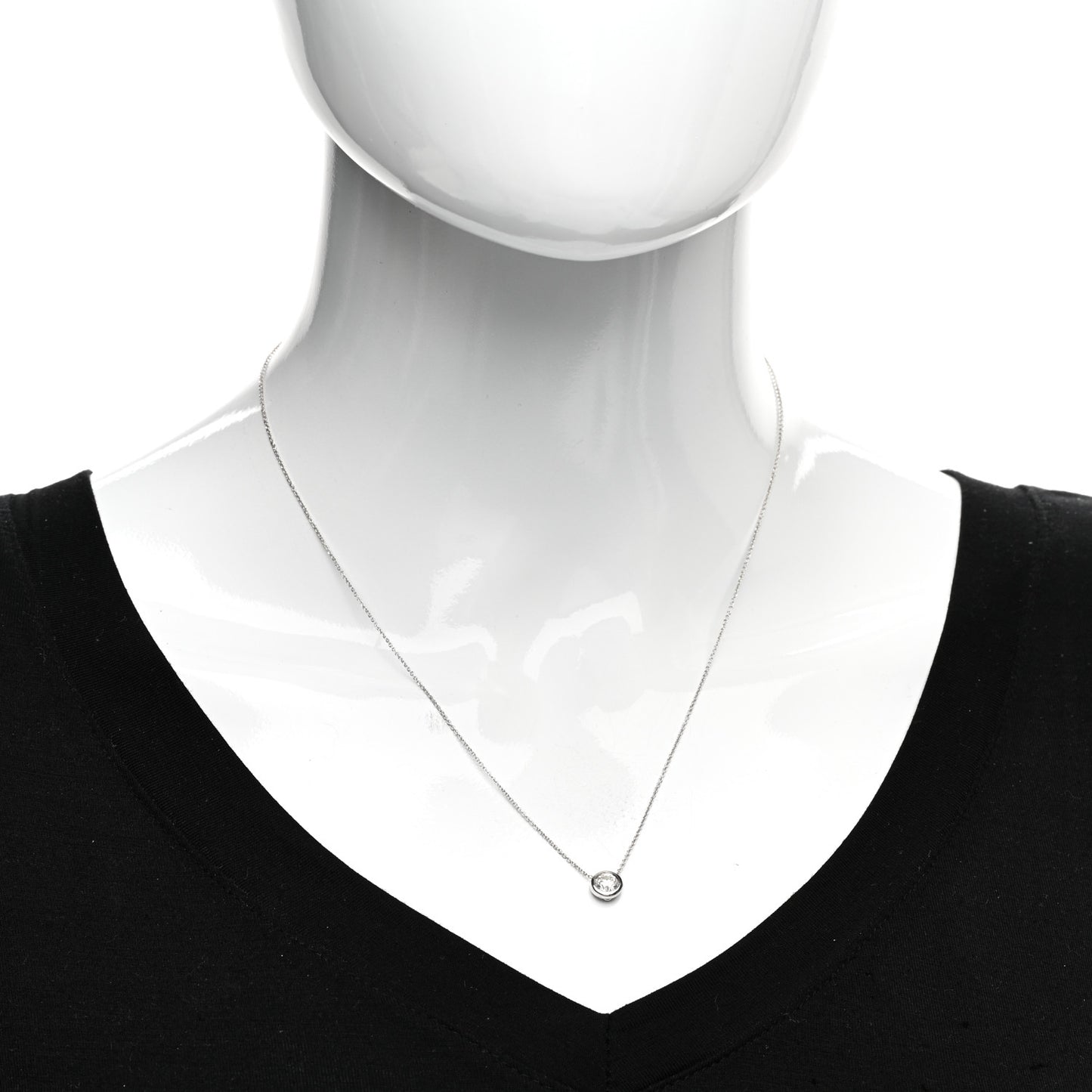 18K White Gold Diamond .50ct Diamonds by the Inch Pendant Necklace