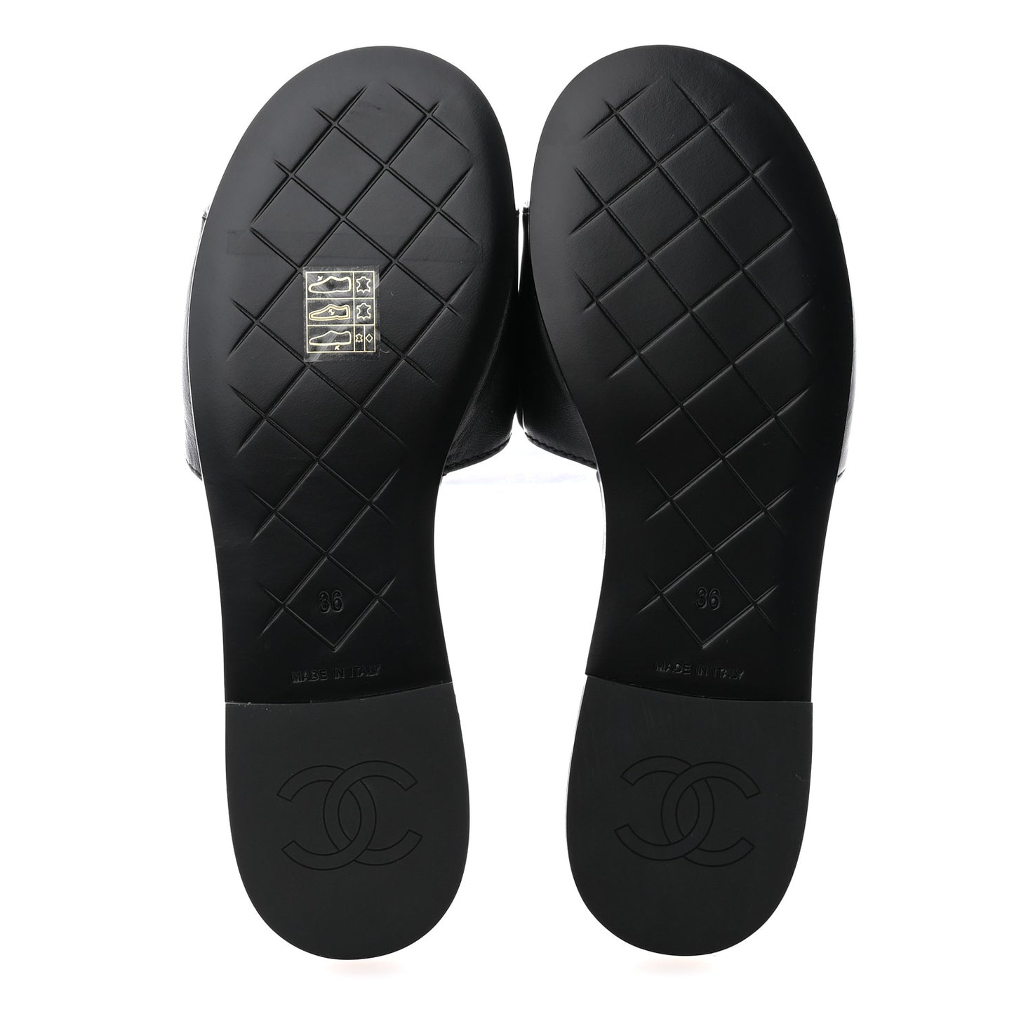 Lambskin Quilted Turnlock Flat Mules 36 Black
