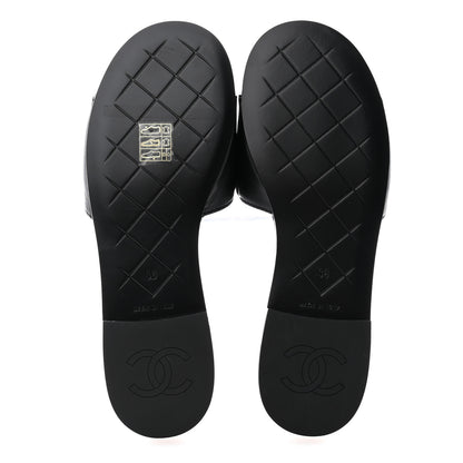 Chanel Lambskin Quilted Turnlock Flat Mules 36 Black 5 of 10