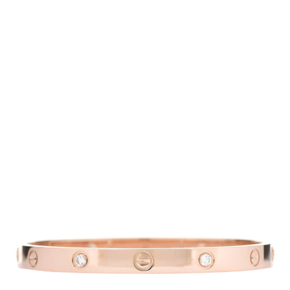 Cartier 18K Pink Gold 4 Diamond LOVE Bracelet 18 1 of 4