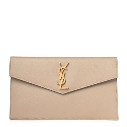 Saint Laurent Grain De Poudre Uptown Pouch Dark Beige 1 of 9