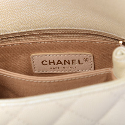 Chanel Iridescent Caviar Quilted Extra Mini Coco Handle Flap White 8 of 10