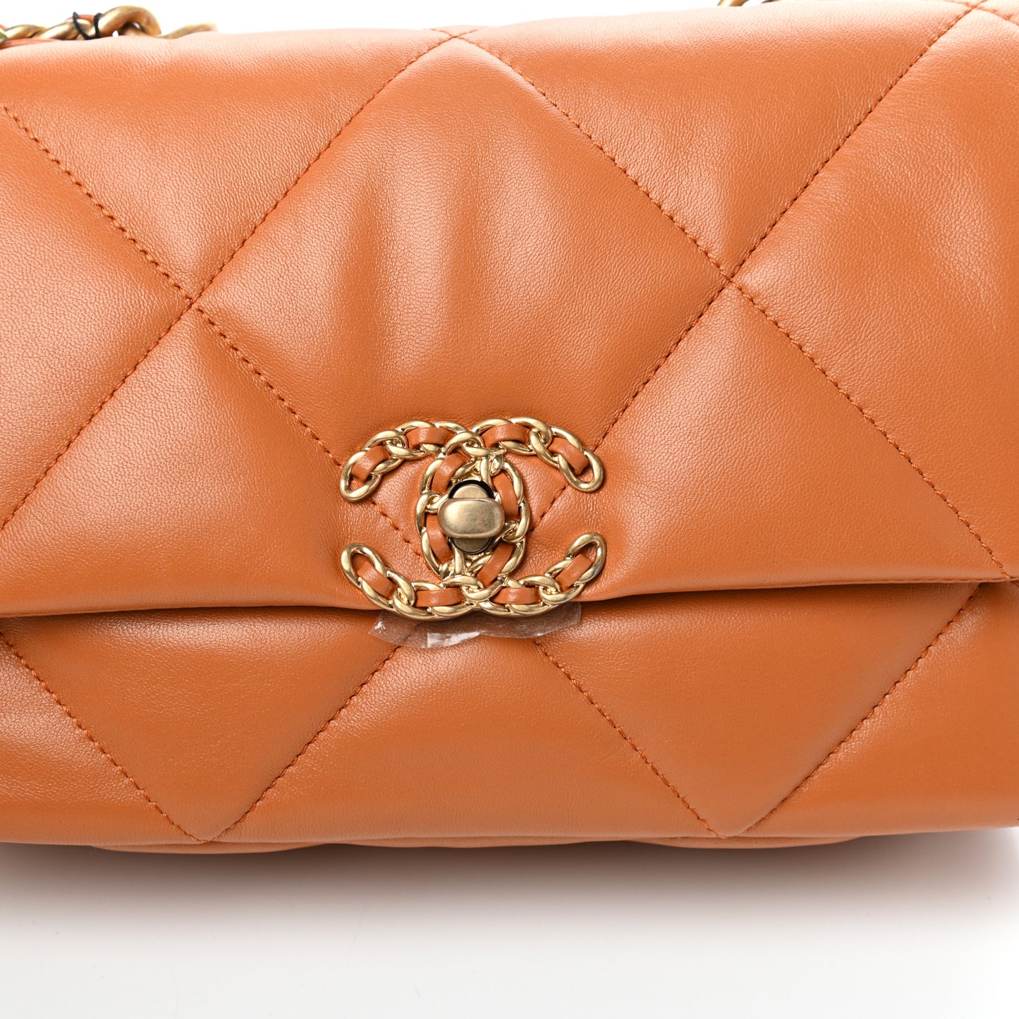 Lambskin Quilted Medium Chanel 19 Flap Light Brown
