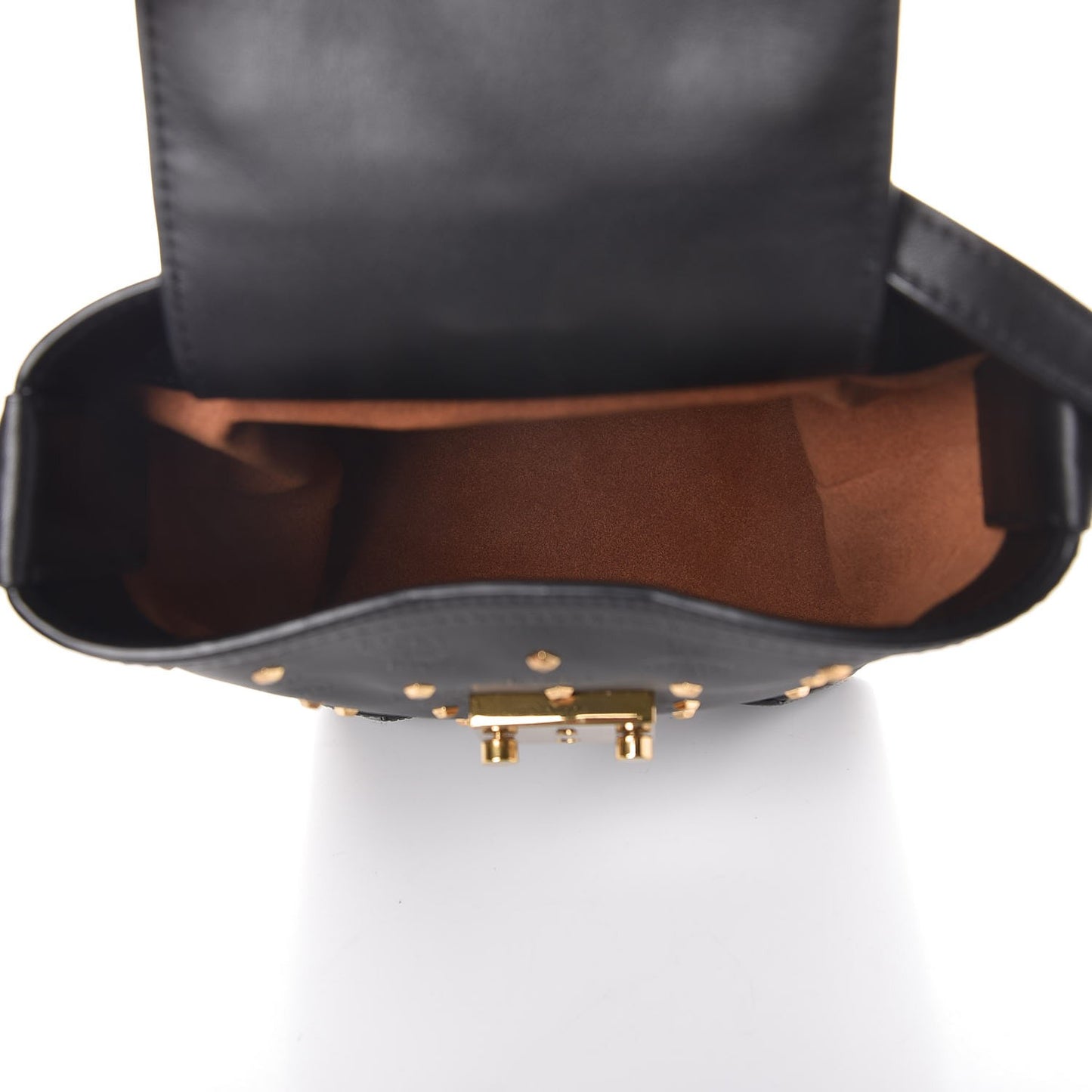 Coated Canvas Mini Claudia Studs Crossbody Bag Black