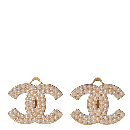 Chanel Pearl CC Clip On Earrings Gold 1 of 4