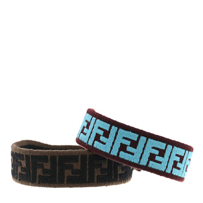 Fendi Embroidered FF Bracelet Set of 2 Tobacco Cyber Blue 1 of 7