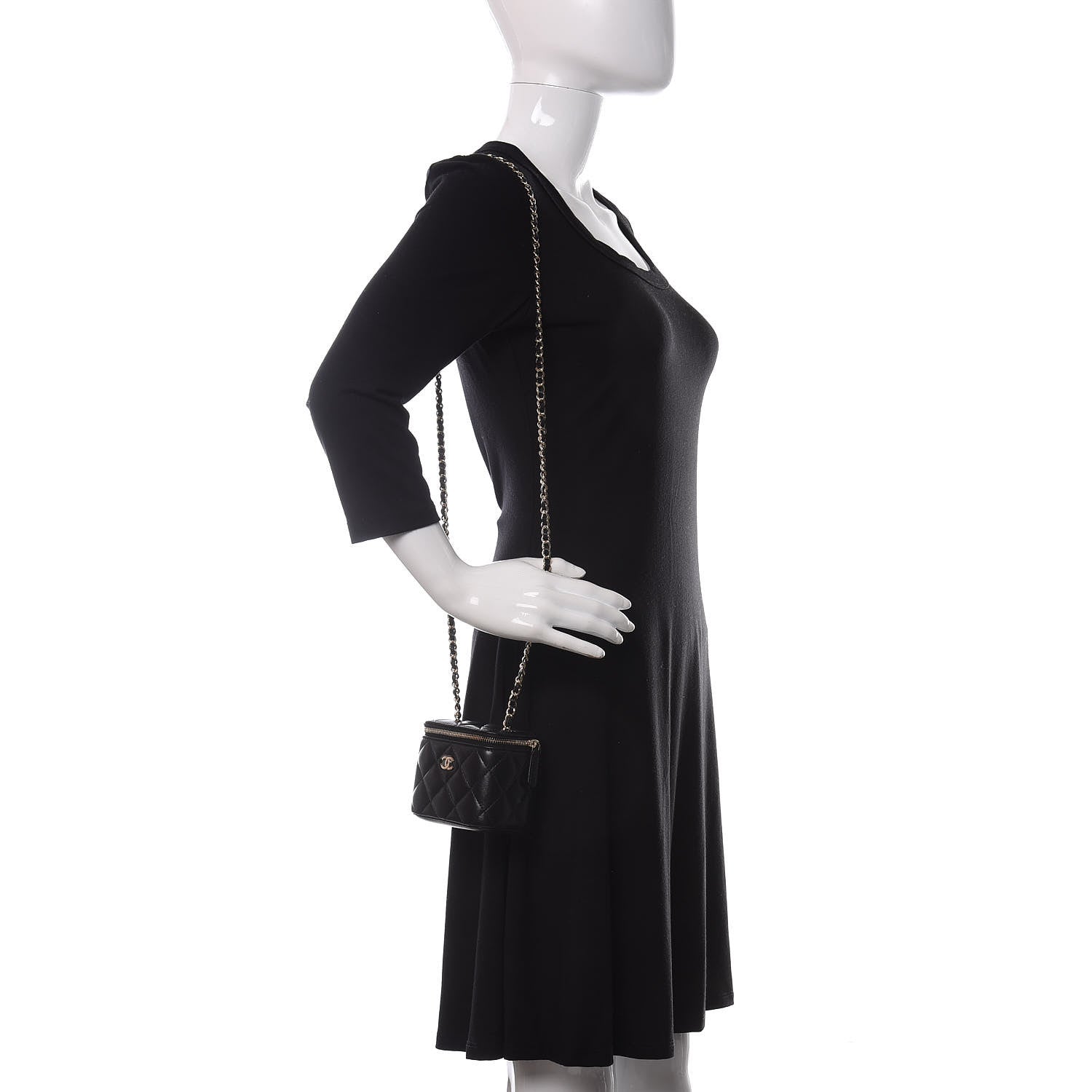 Chanel Lambskin Quilted Mini Vanity Case With Chain Black 2 of 11