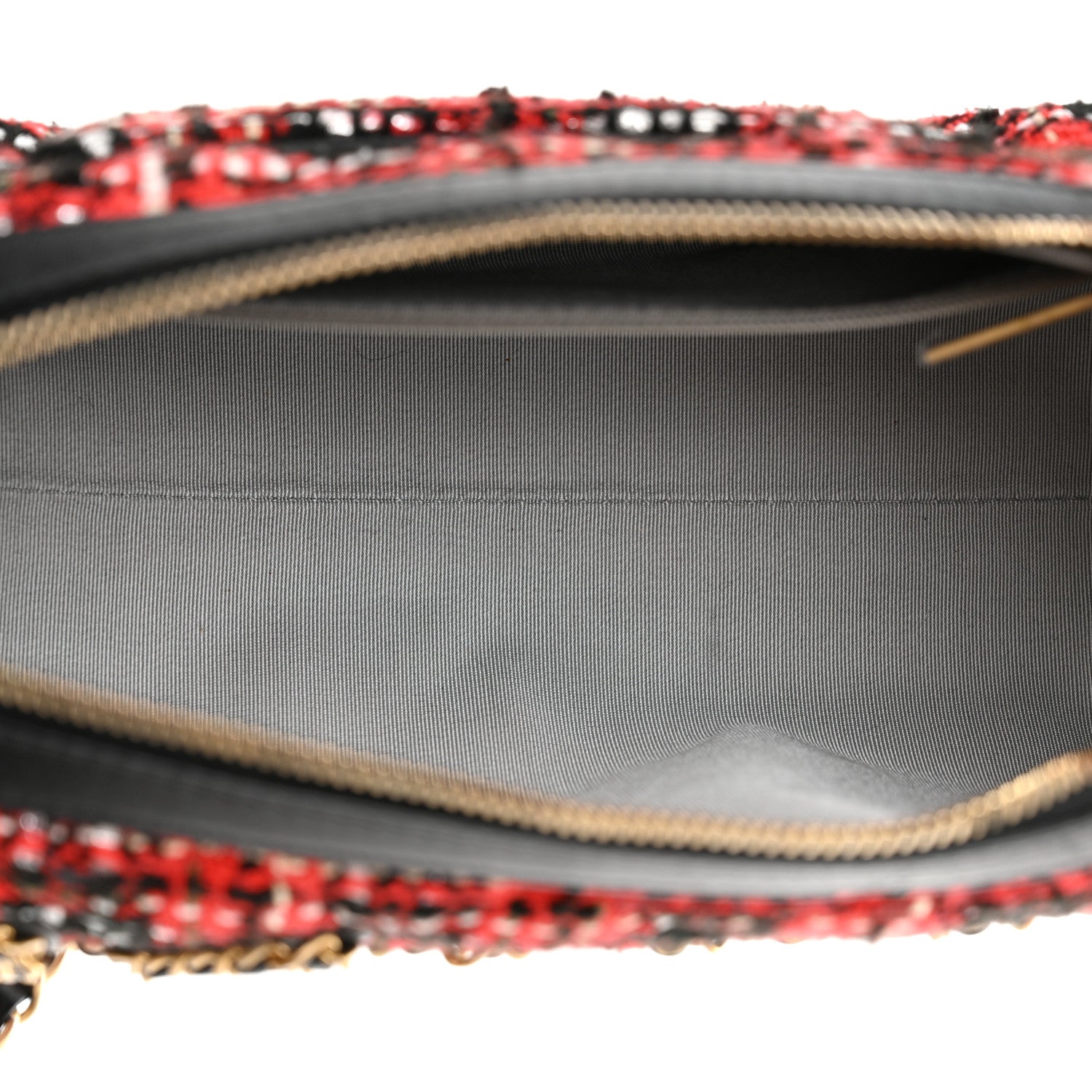 Chanel Tweed Calfskin Signe Bowling Bag Red Black 5 of 10
