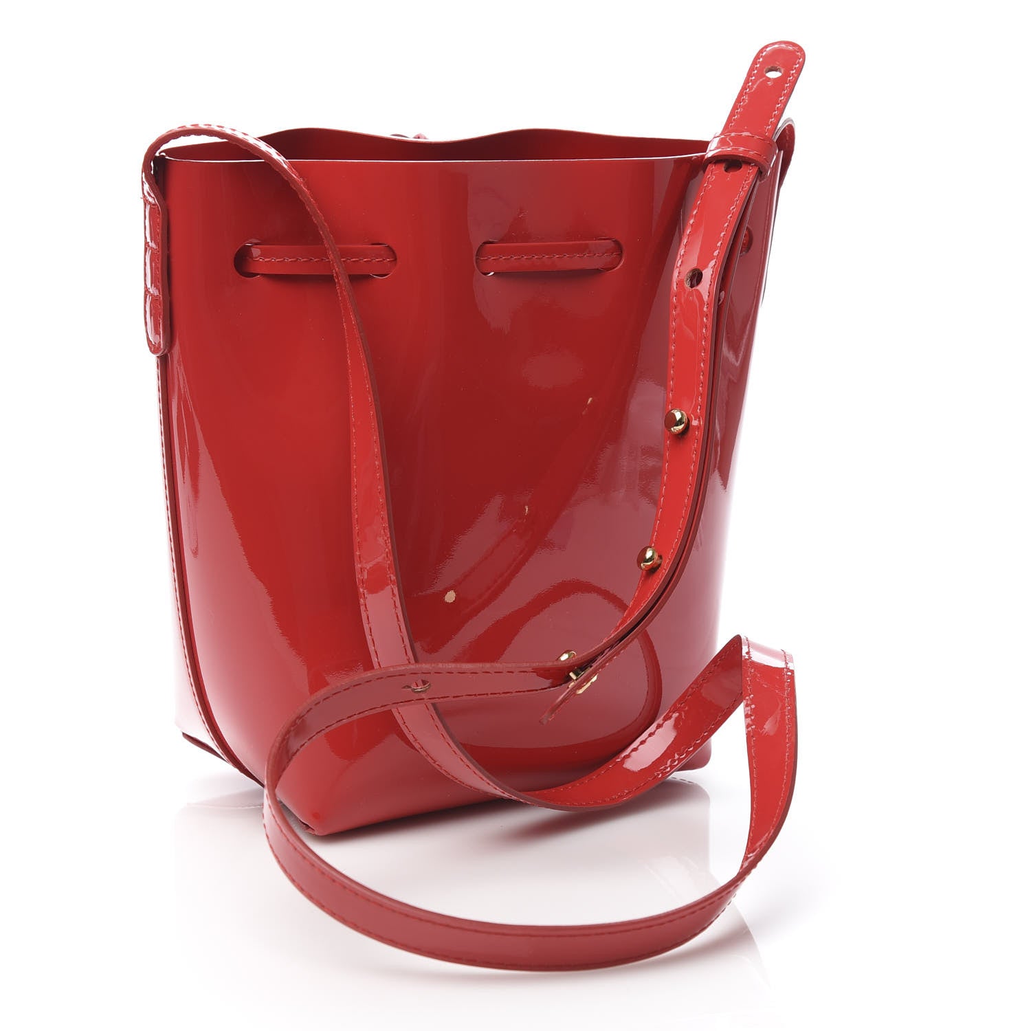 Mansur Gavriel Patent Calfskin Mini Mini Bucket Bag Flamma 3 of 10