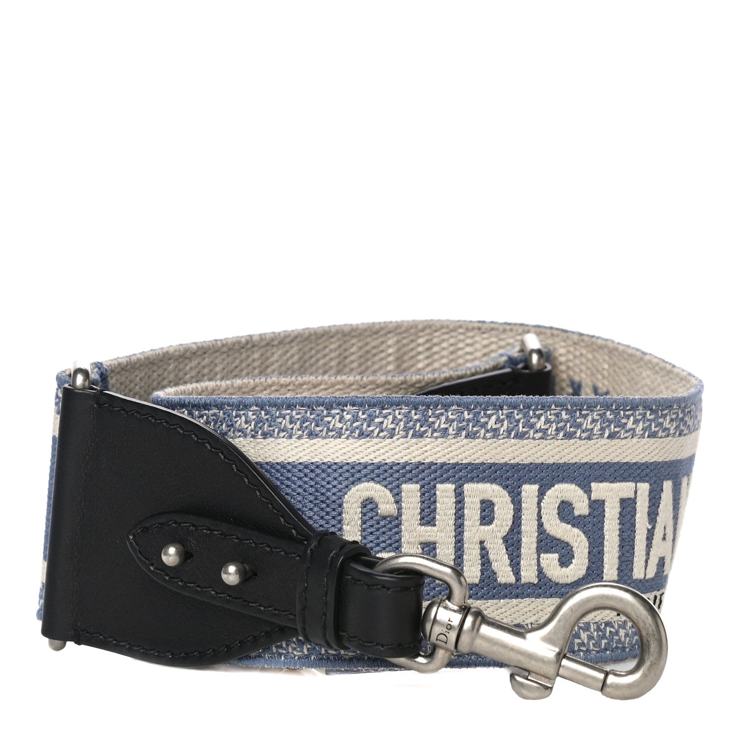 Christian Dior Canvas Embroidered Shoulder Strap Light Blue 1 of 9