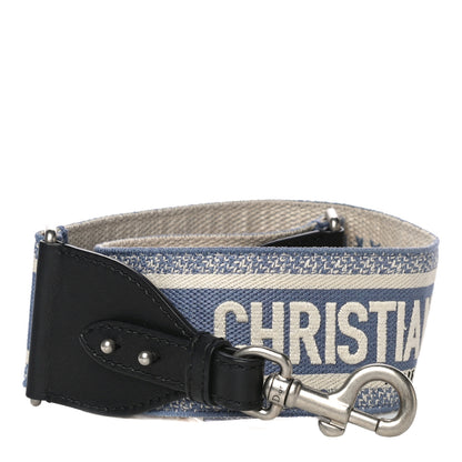 Christian Dior Canvas Embroidered Shoulder Strap Light Blue 1 of 9