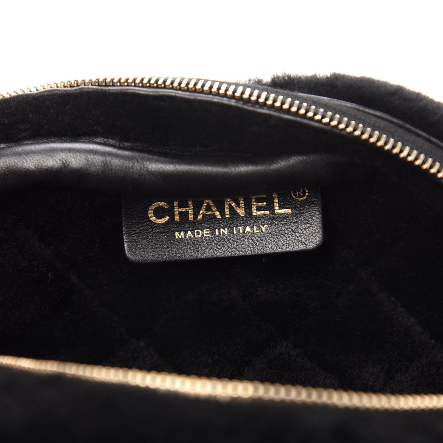 Calfskin Fur Quilted Waist Bag Fanny Pack Black