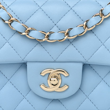 Chanel Lambskin Quilted Mini Rectangular Flap Light Blue 8 of 11