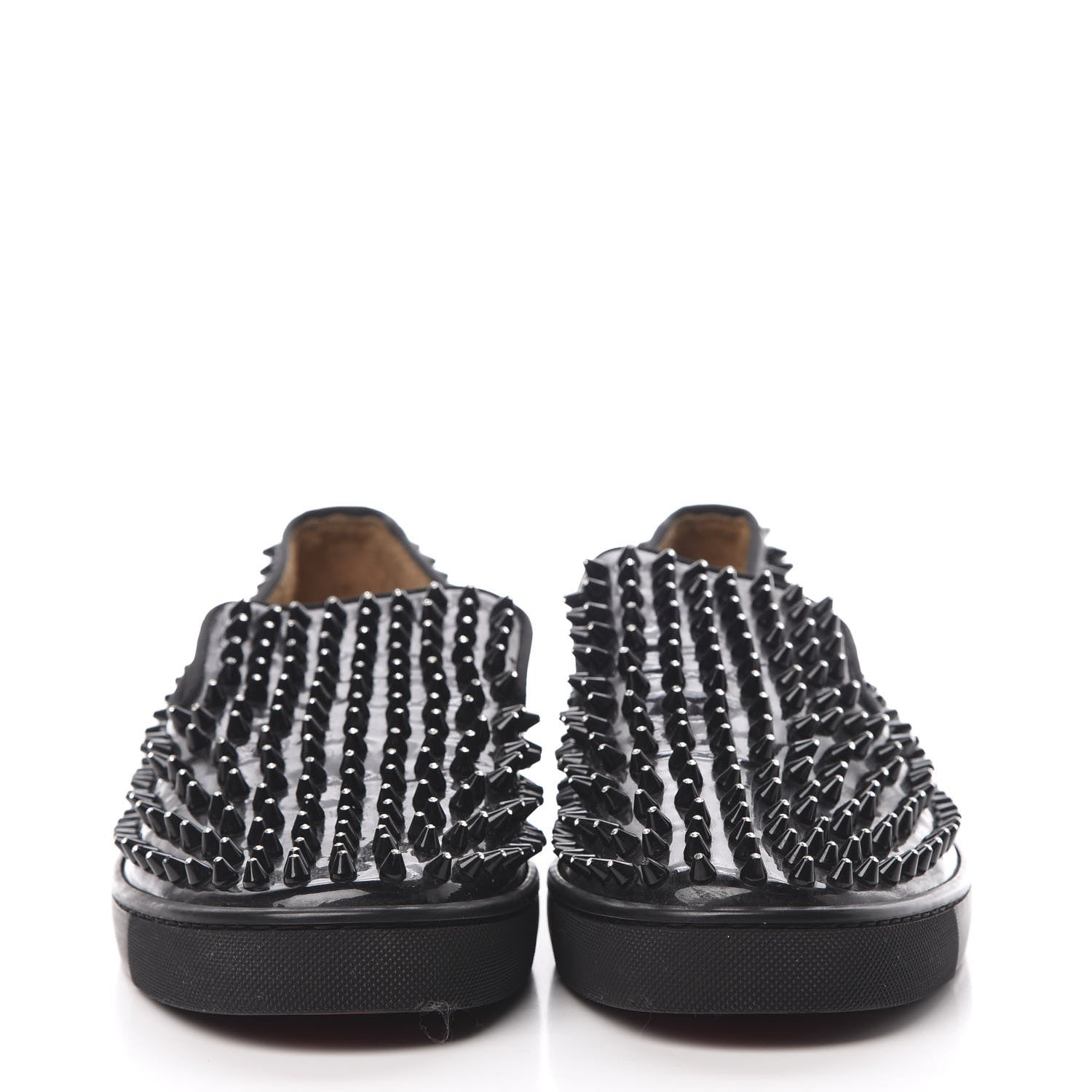 Christian Louboutin Patent Spikes Mens Galactokai Flat 44 Black Lucido 2 of 14