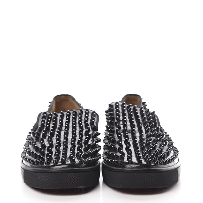 Christian Louboutin Patent Spikes Mens Galactokai Flat 44 Black Lucido 2 of 14